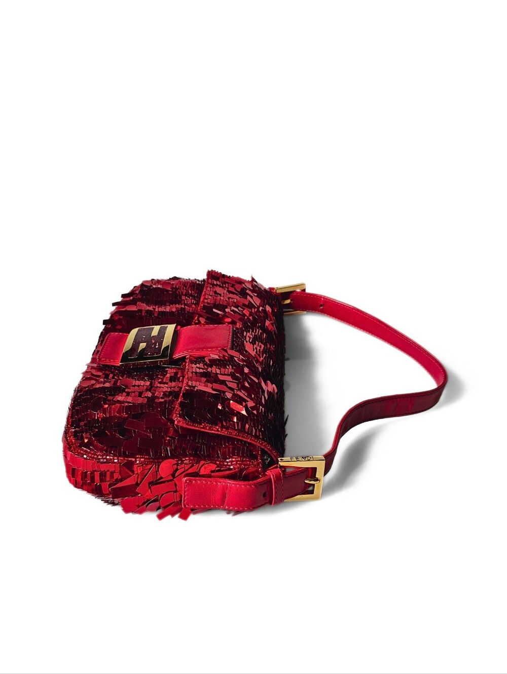 **SOLD**Fendi Baguette Vintage Ruby Red Sequins Red Version of ASO SATC - Picture 12 of 17